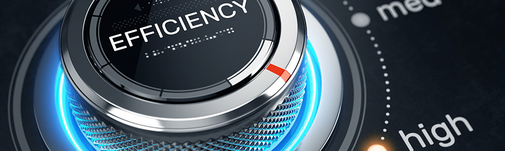 big black and silver Efficiency button