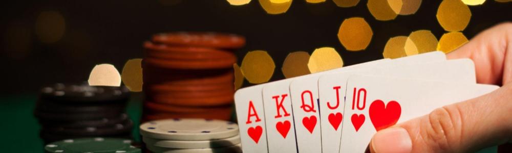 poker hand and chips